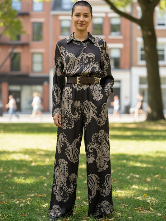 Pantalone raso fantasia